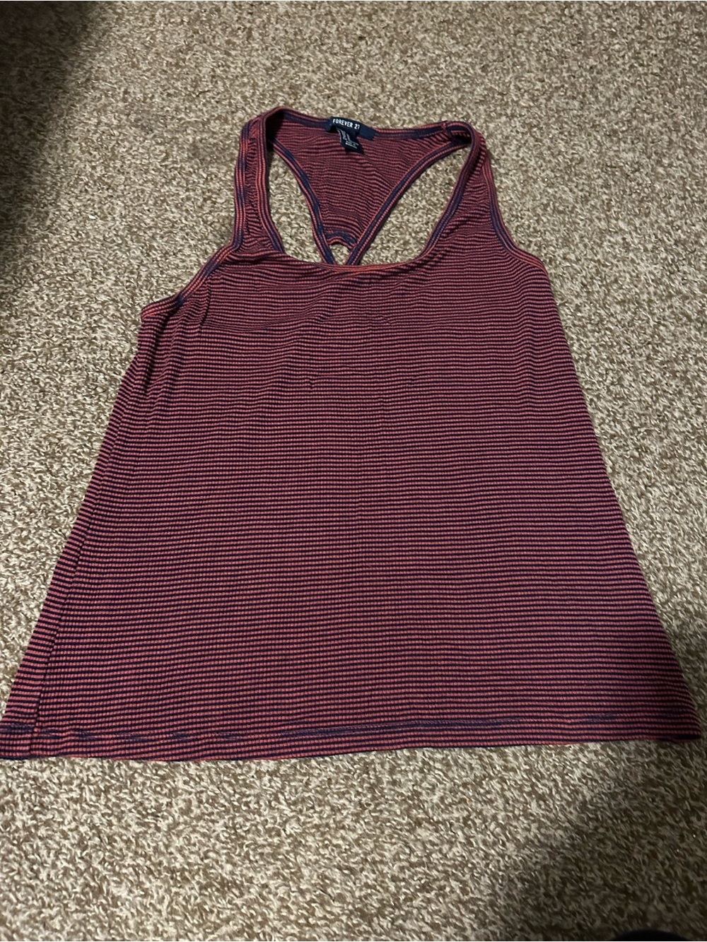 Forever 21 Maroon and Black Striped Racerback Tank